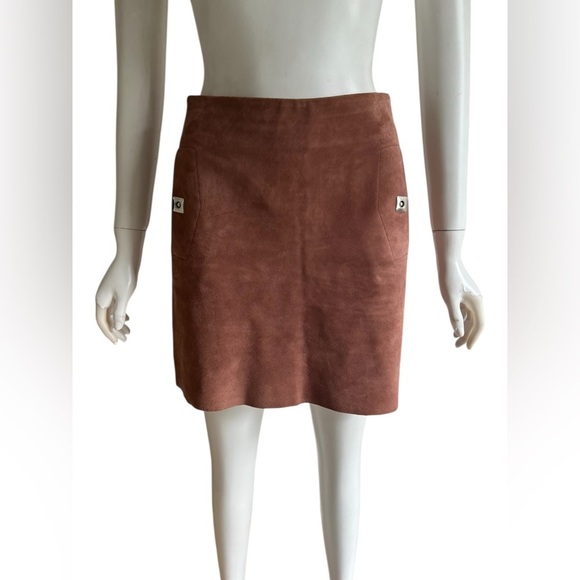 Reiss Pippa Dusty Pink Real Suede Mini Skirt US 2 UK 6 - Picture 2 of 7